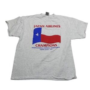 Vintage ONEITA Shirt Mens XL Gray Japan Airlines Softball Champs 1996 Texas